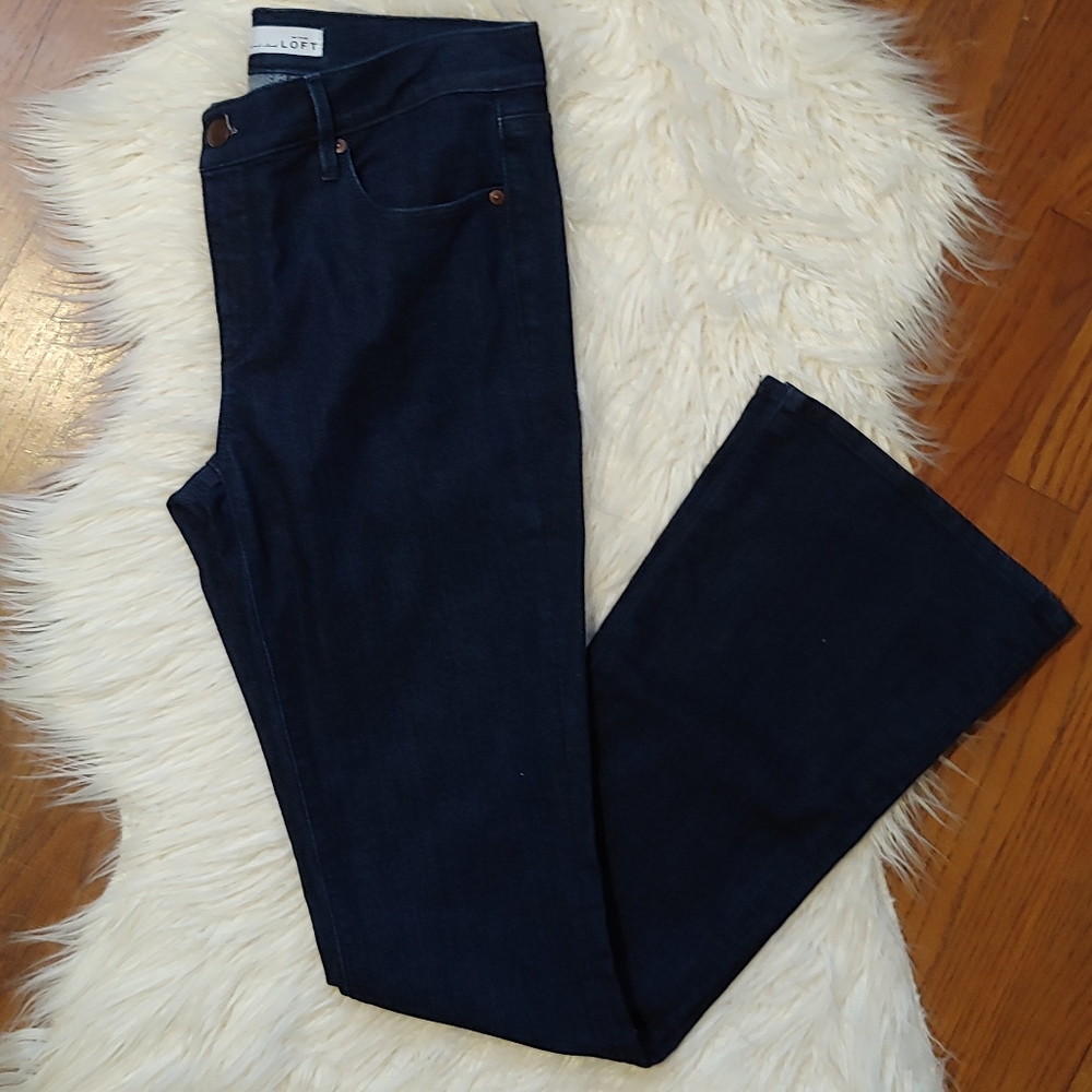 Loft Dark Wash Flare Jeans 9 Inch Rise